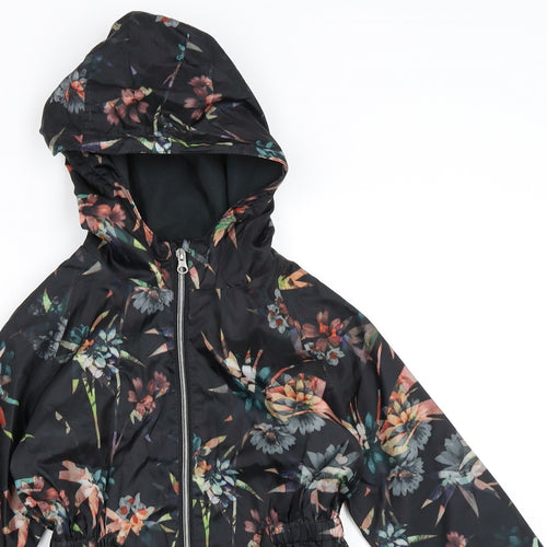YD Girls Black Floral  Rain Coat Jacket Size 8-9 Years