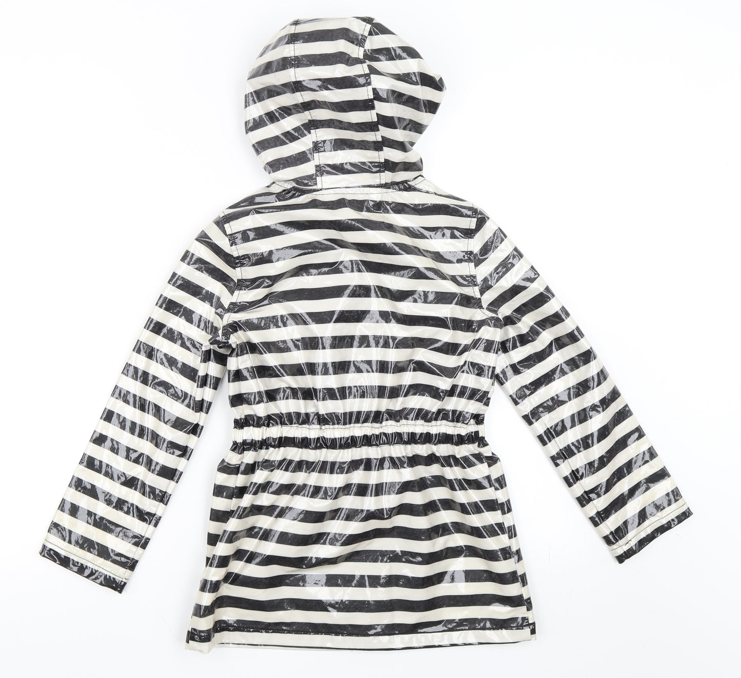 Very Girls Black Striped  Rain Coat Coat Size 7-8 Years