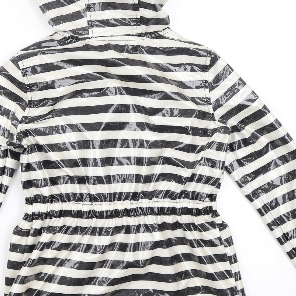 Very Girls Black Striped  Rain Coat Coat Size 7-8 Years