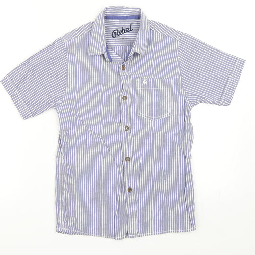 Rebel Boys Blue Striped  Basic Button-Up Size 9-10 Years