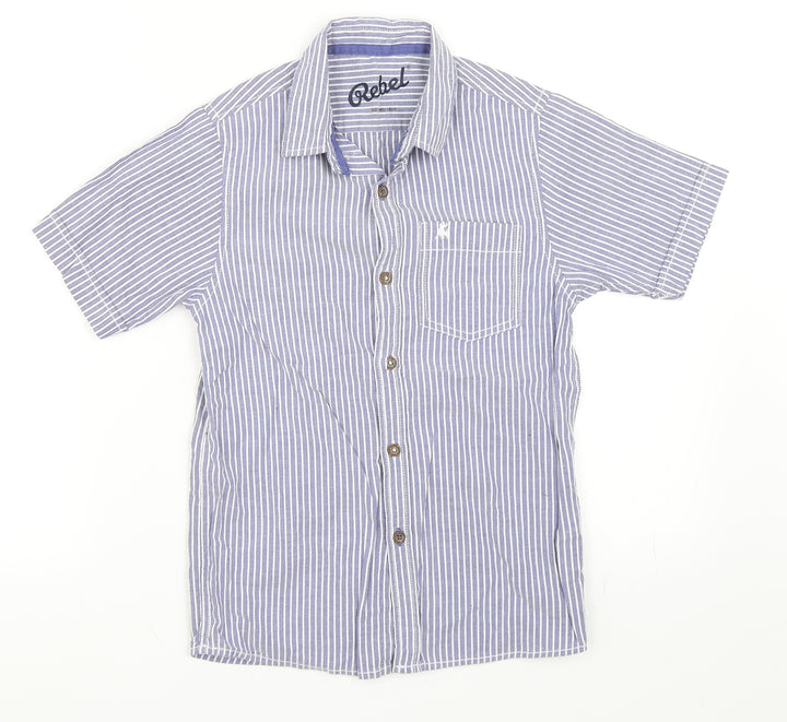 Rebel Boys Blue Striped  Basic Button-Up Size 9-10 Years
