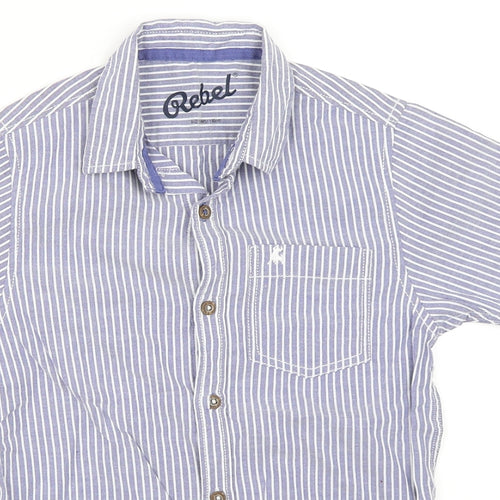 Rebel Boys Blue Striped  Basic Button-Up Size 9-10 Years