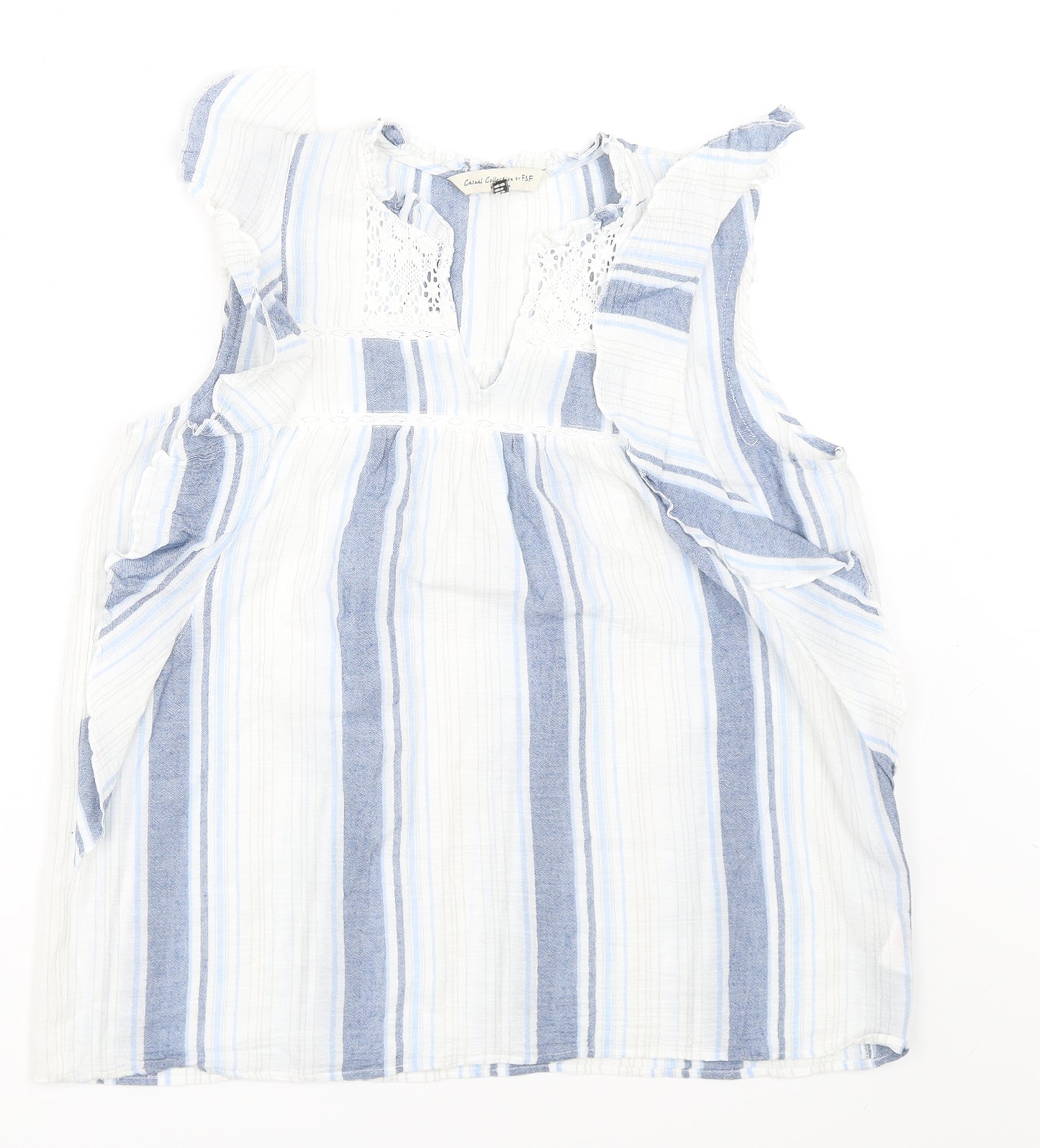 F&F Womens Blue Striped  Basic Blouse Size 12