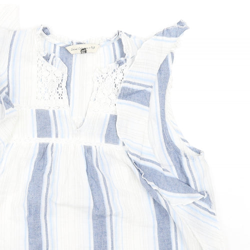 F&F Womens Blue Striped  Basic Blouse Size 12