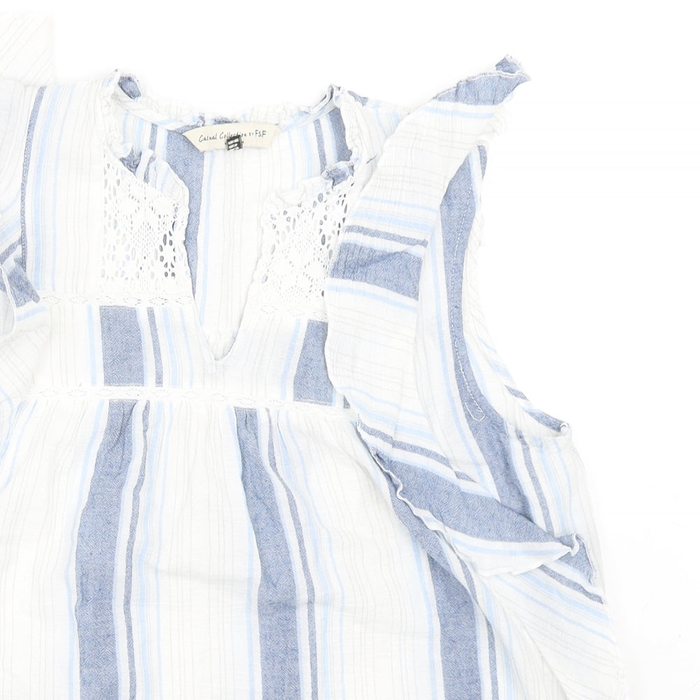F&F Womens Blue Striped  Basic Blouse Size 12