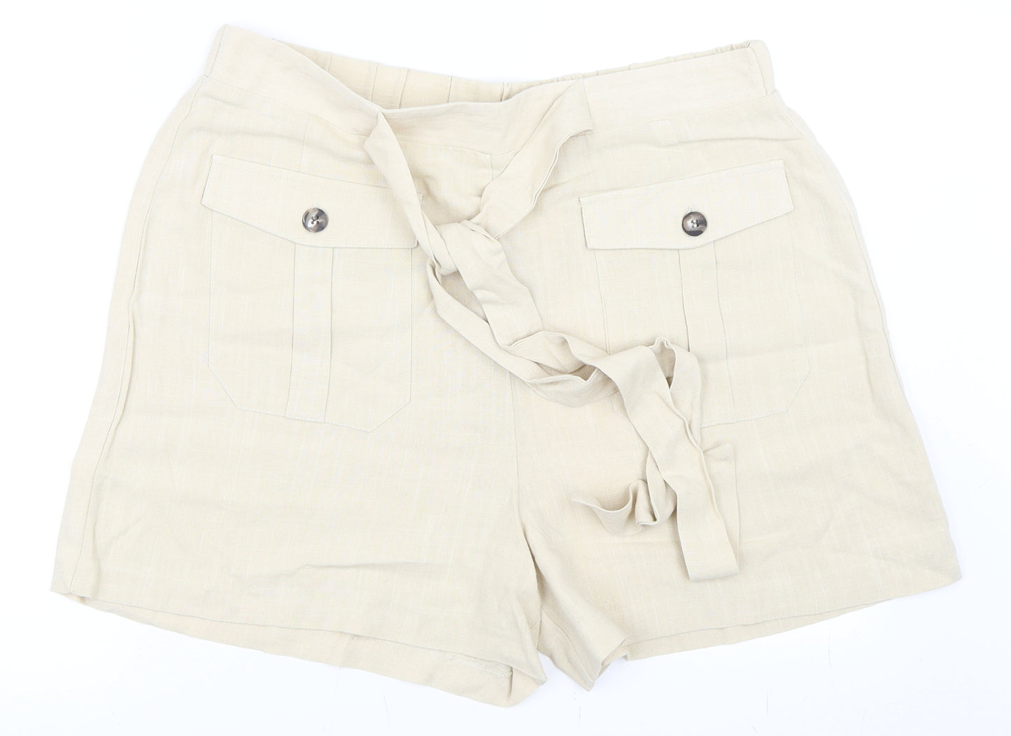 F&F Womens Beige   Paperbag Shorts Size 14