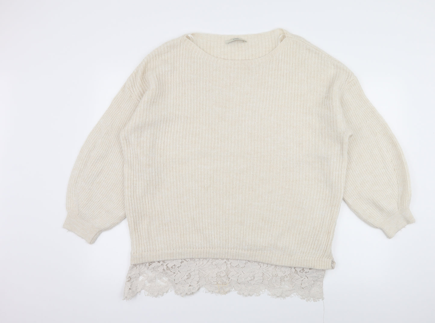 George Womens Ivory  Knit Pullover Jumper Size L  - Lace trim