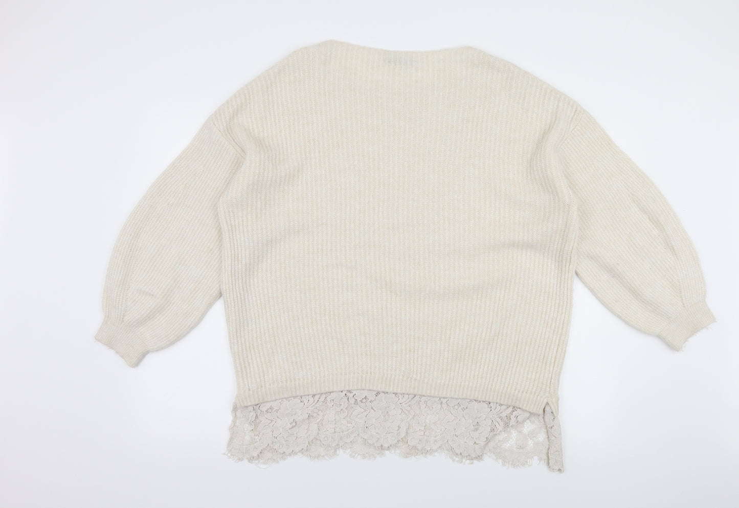George Womens Ivory  Knit Pullover Jumper Size L  - Lace trim