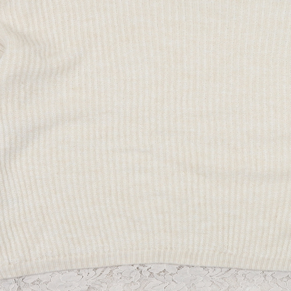 George Womens Ivory  Knit Pullover Jumper Size L  - Lace trim