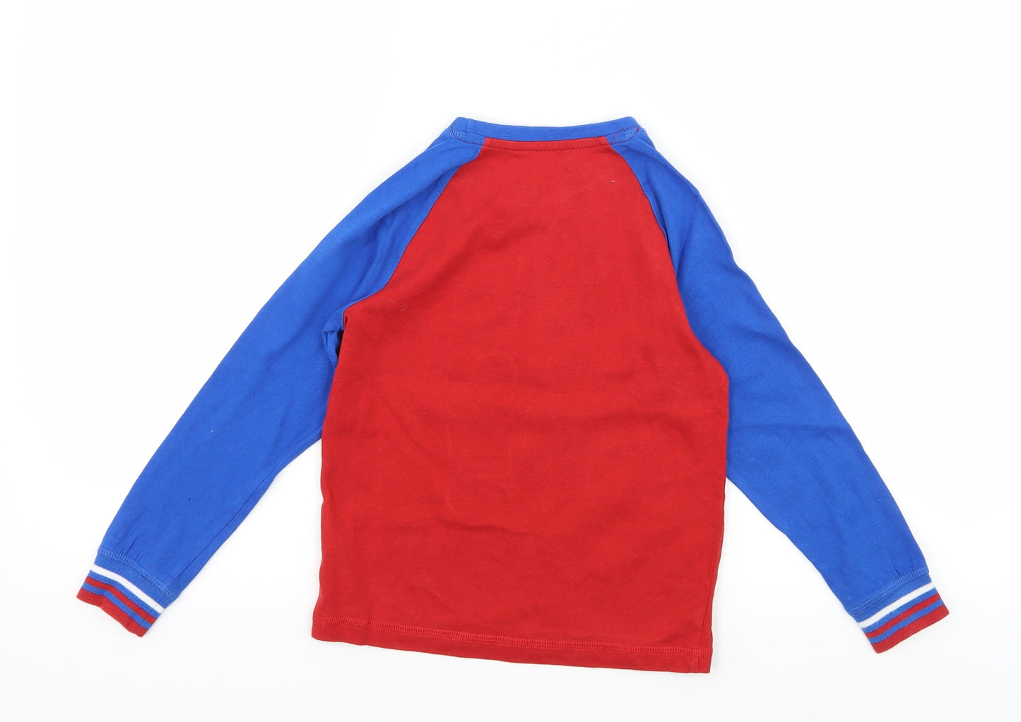 TU Boys Red Colourblock Jersey  Pyjama Top Size 6-7 Years  - Wake me Slogan