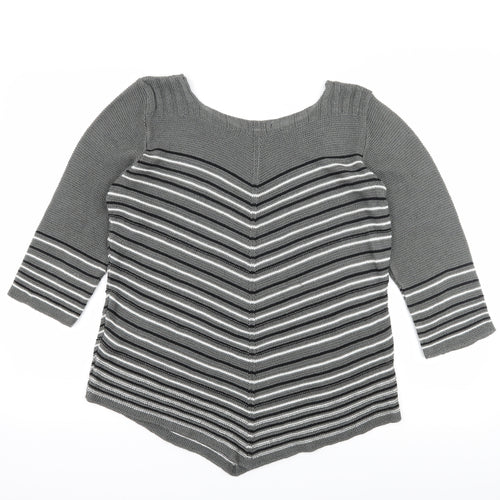 Simply Stock Shop Womens Grey Striped Knit Pullover Jumper Size L