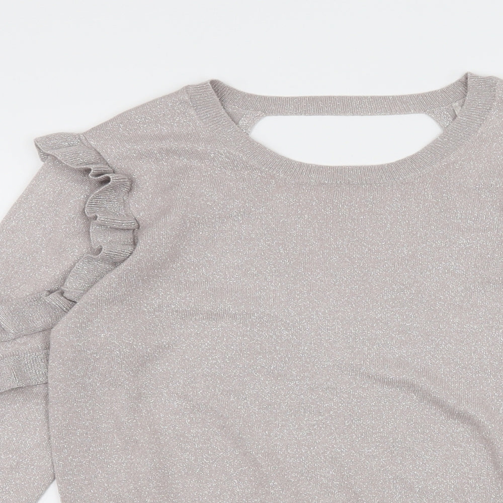 George Womens Silver  Knit Pullover Jumper Size 10  - Ruffle Detail