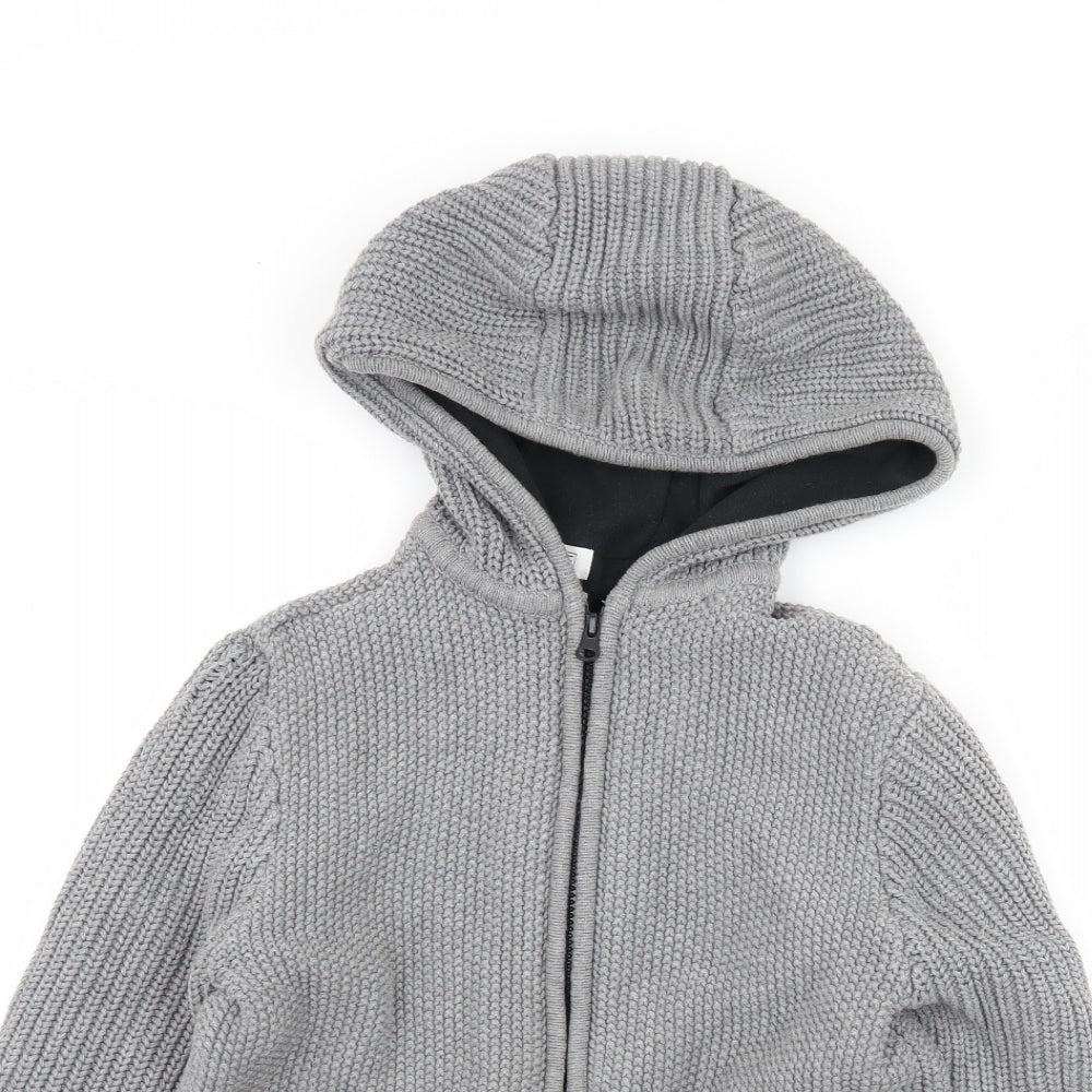 F&F Boys Grey  Knit Full Zip Hoodie Size 9-10 Years