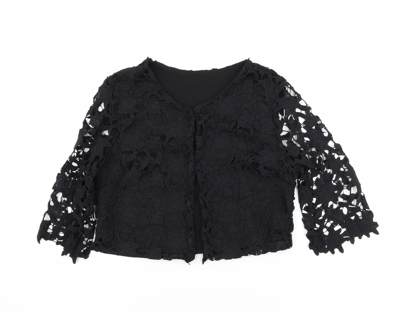 Preworn Womens Black  Crochet Jacket  Size M