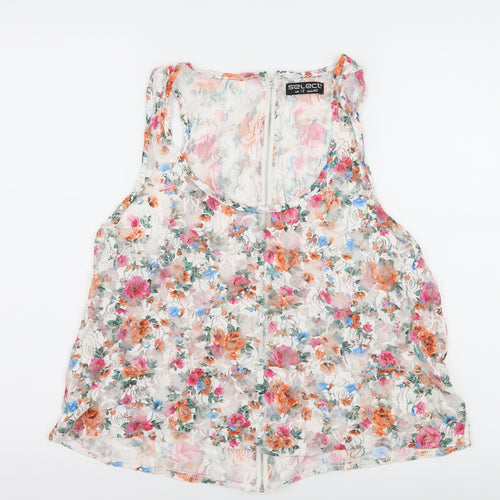 Select Womens White Floral Lace Camisole Tank Size 12