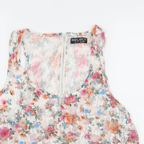 Select Womens White Floral Lace Camisole Tank Size 12