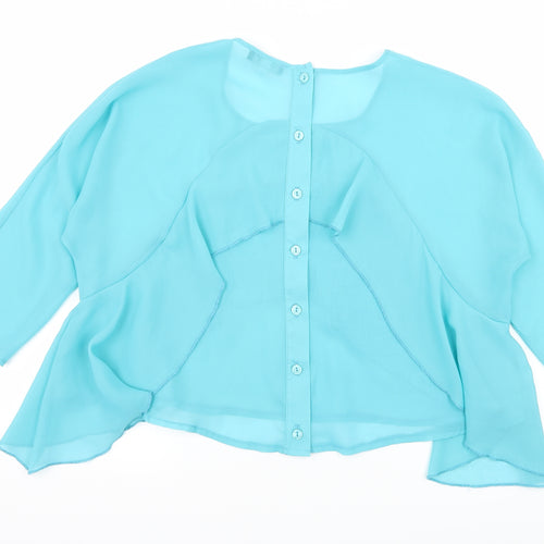 Nikka Womens Blue   Basic Blouse Size 10  - Ruffle Detail