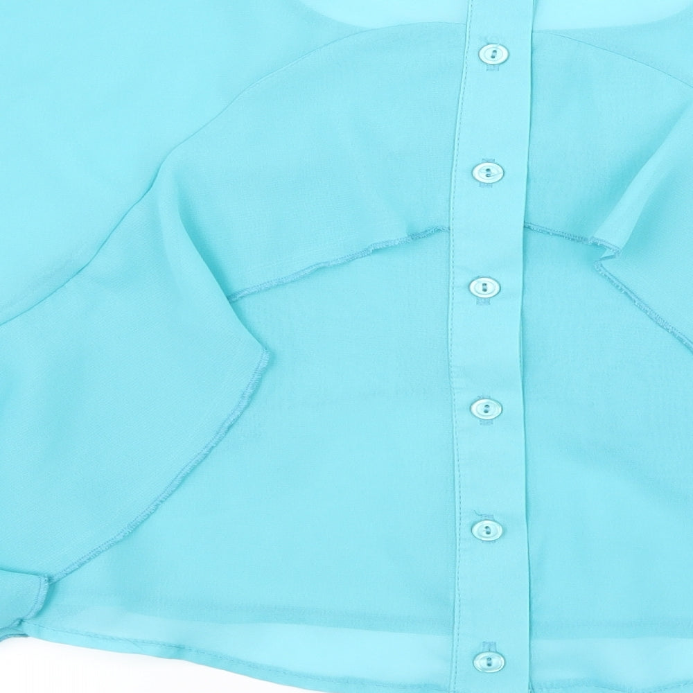 Nikka Womens Blue   Basic Blouse Size 10  - Ruffle Detail