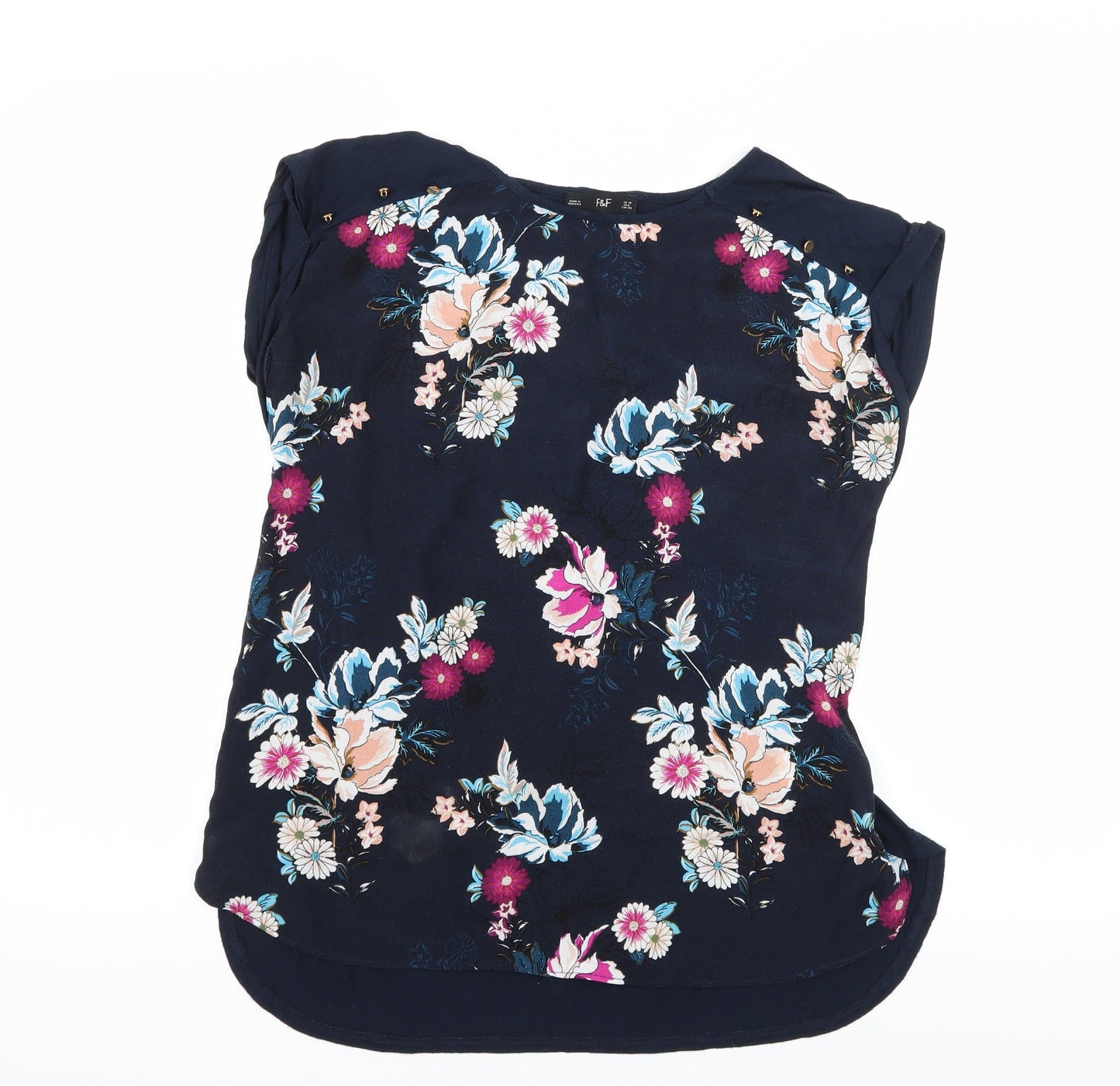 F&F Womens Blue Floral Jersey Camisole Tank Size 10