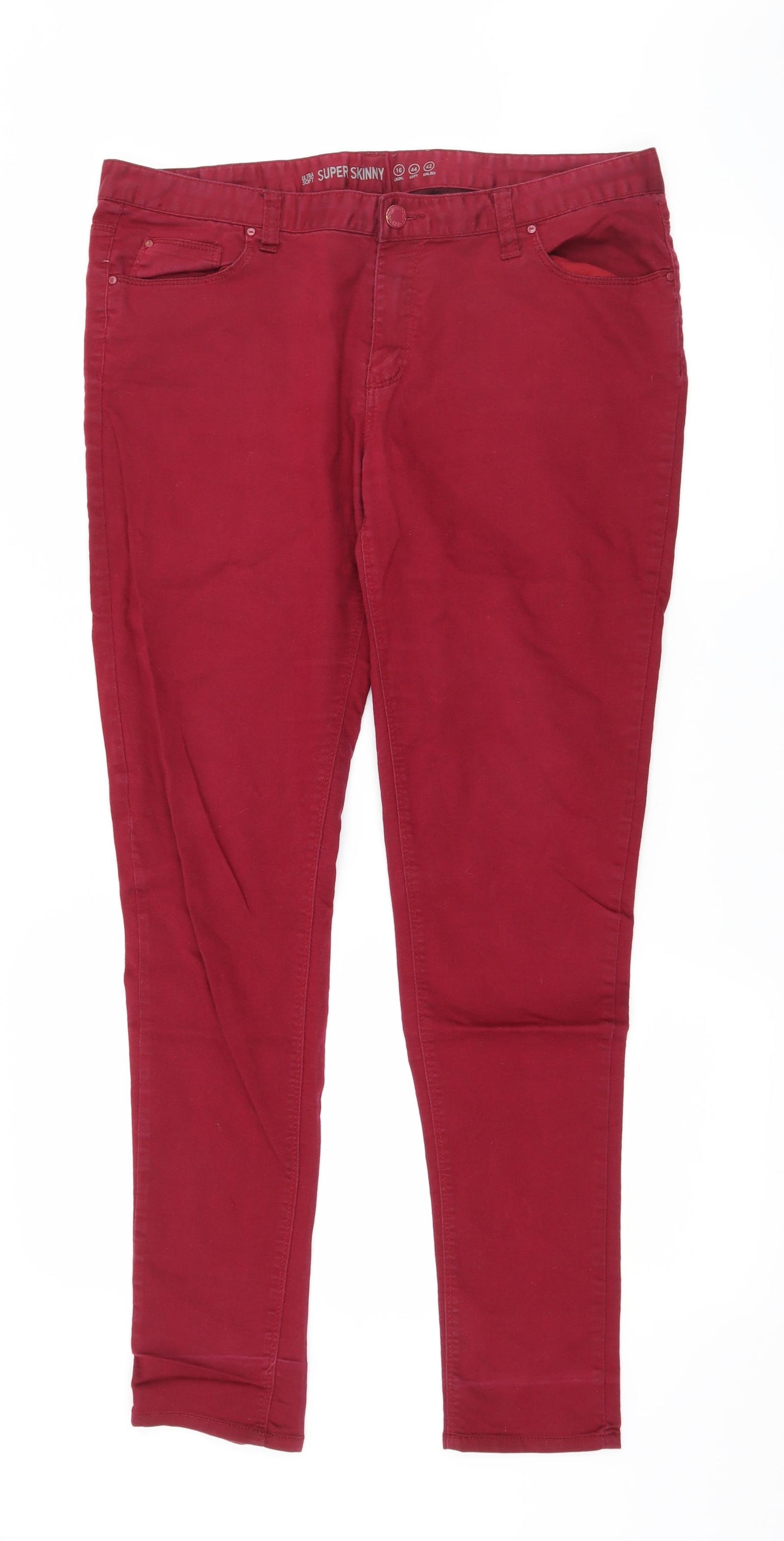 Denim Co Womens Red  Denim Skinny Jeans Size 16 L30 in