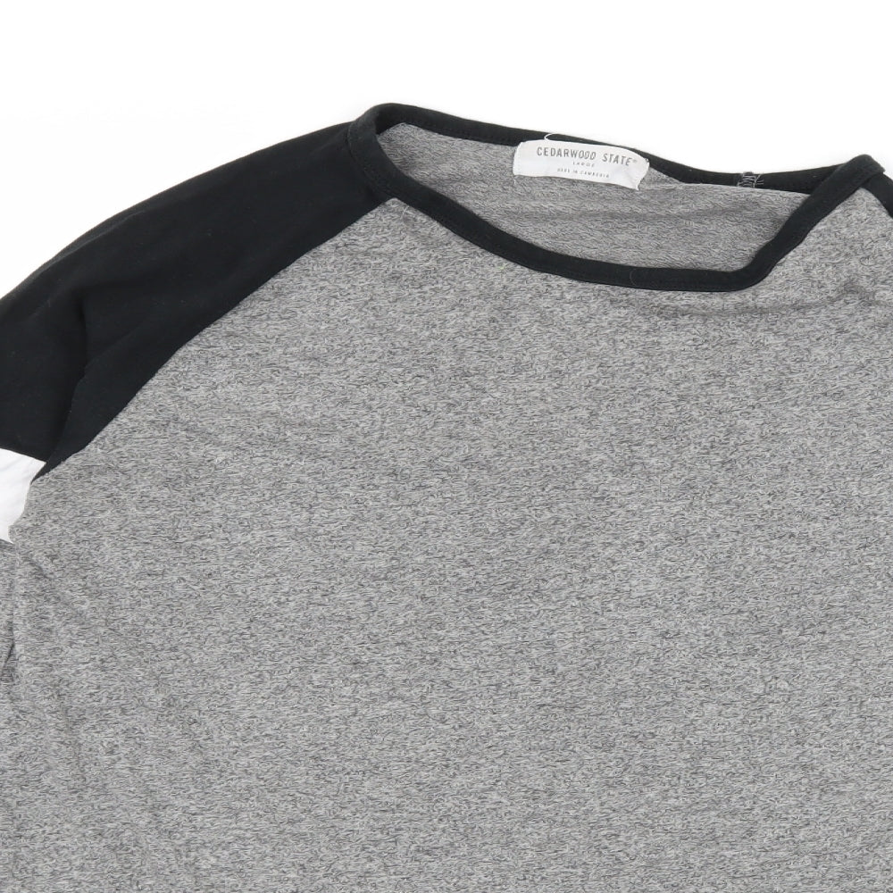 Cedar Wood State Mens Grey Striped Jersey  T-Shirt Size L