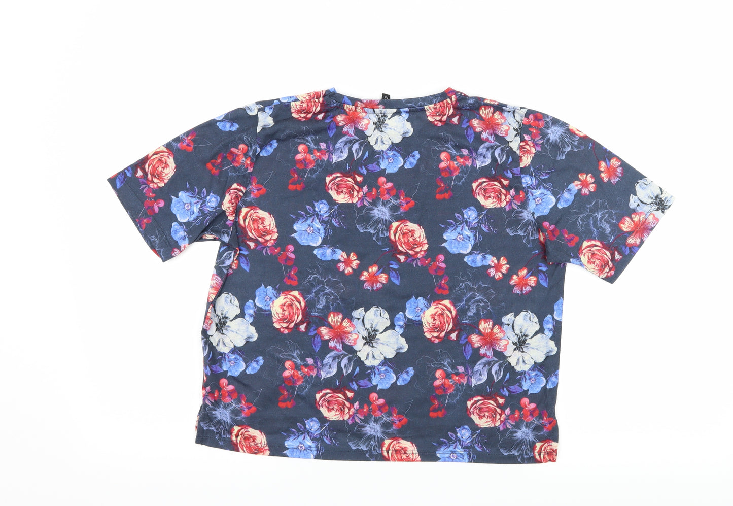 Candy Couture Girls Blue Floral Jersey Basic T-Shirt Size 13 Years  - Nobody's Perfect
