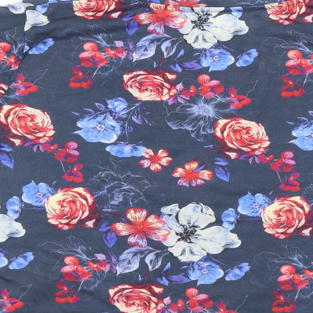 Candy Couture Girls Blue Floral Jersey Basic T-Shirt Size 13 Years  - Nobody's Perfect