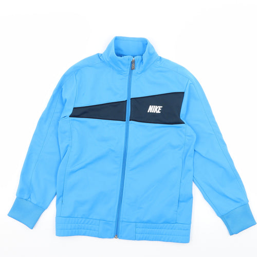 Nike Boys Blue Striped Jersey Full Zip Sweatshirt Size 8 Years