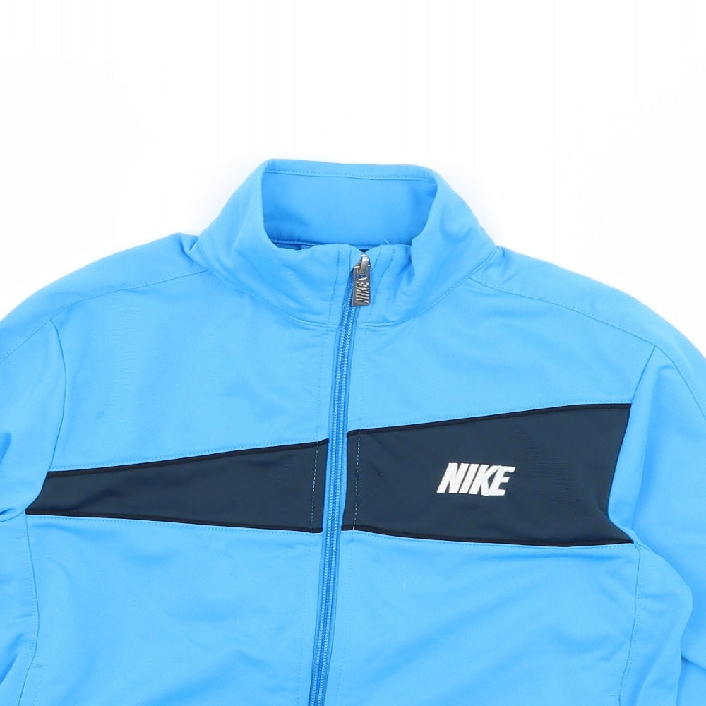 Nike Boys Blue Striped Jersey Full Zip Sweatshirt Size 8 Years
