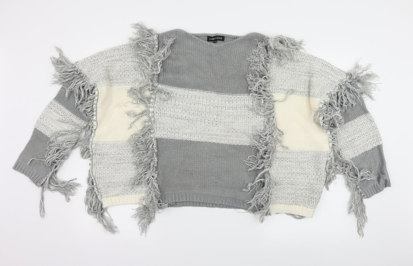 Cameo Rose Womens Grey Check Knit Pullover Jumper Size M