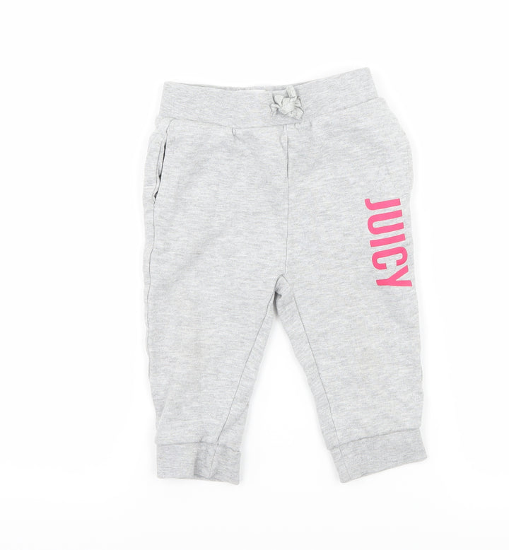 Juicy Couture Girls Grey Geometric Jersey Jogger Trousers Size 12 Months - Juicy