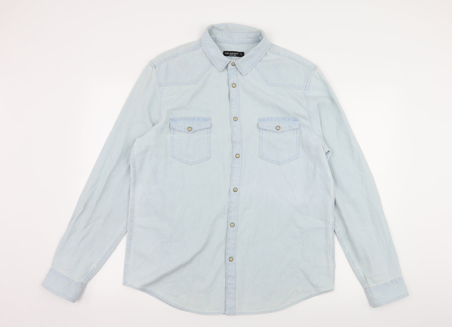 Cedar Wood State Mens Blue  Denim  Button-Up Size L