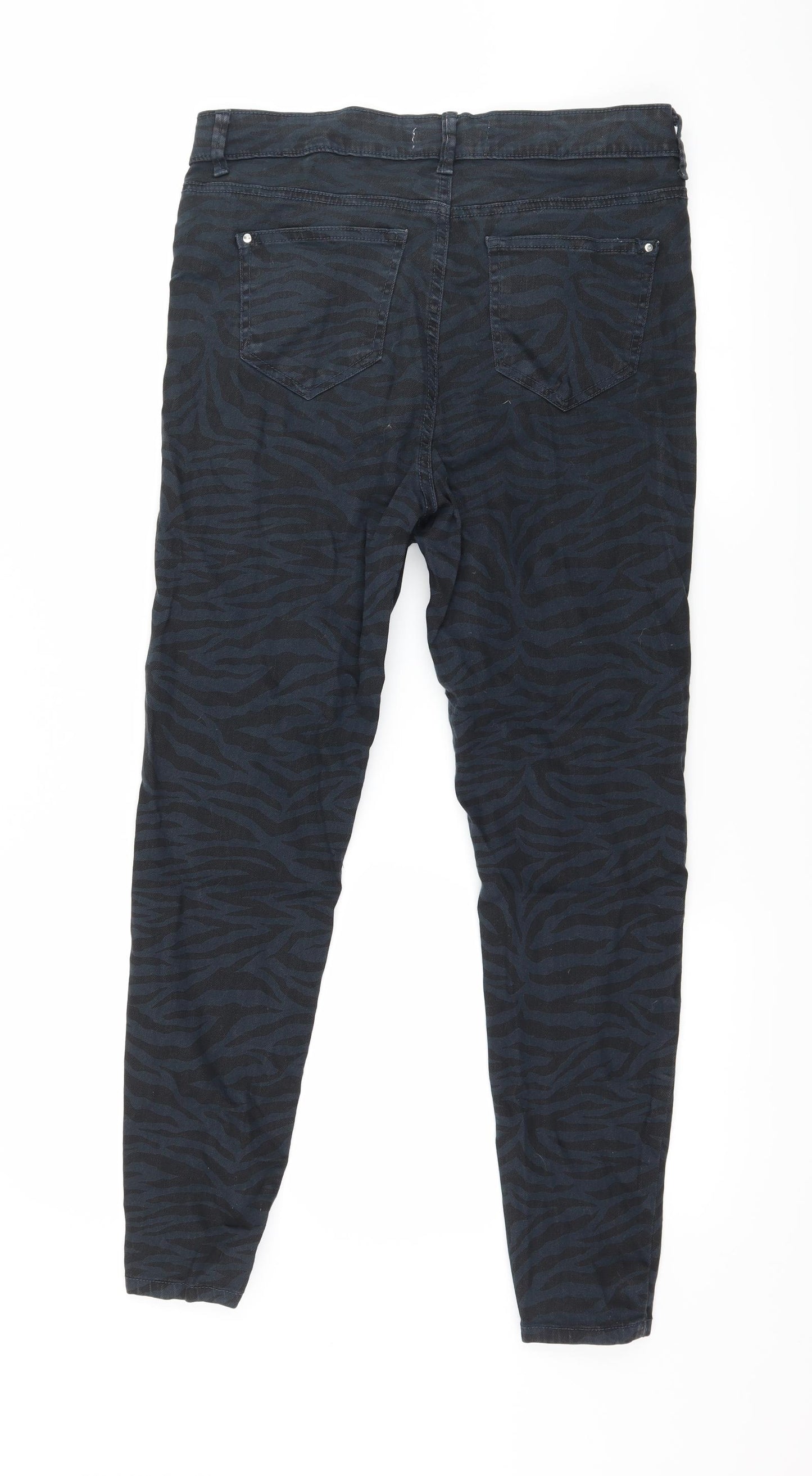 M-17 Denim Womens Blue Animal Print Denim Skinny Jeans Size 16 L27 in