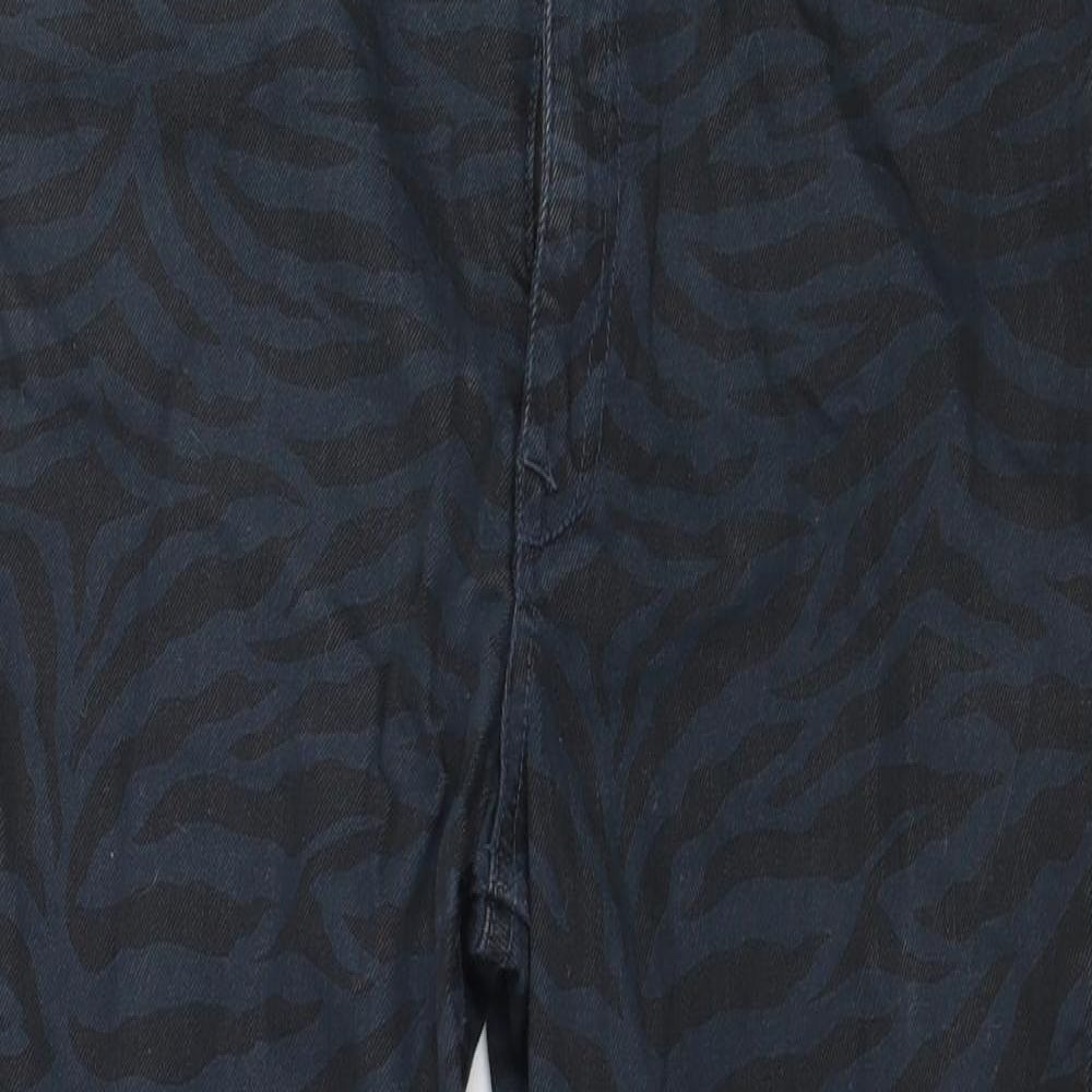 M-17 Denim Womens Blue Animal Print Denim Skinny Jeans Size 16 L27 in