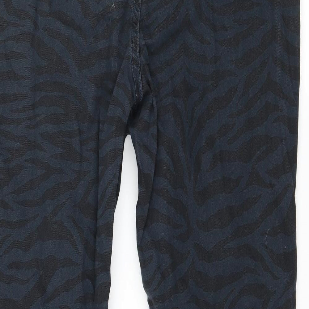 M-17 Denim Womens Blue Animal Print Denim Skinny Jeans Size 16 L27 in