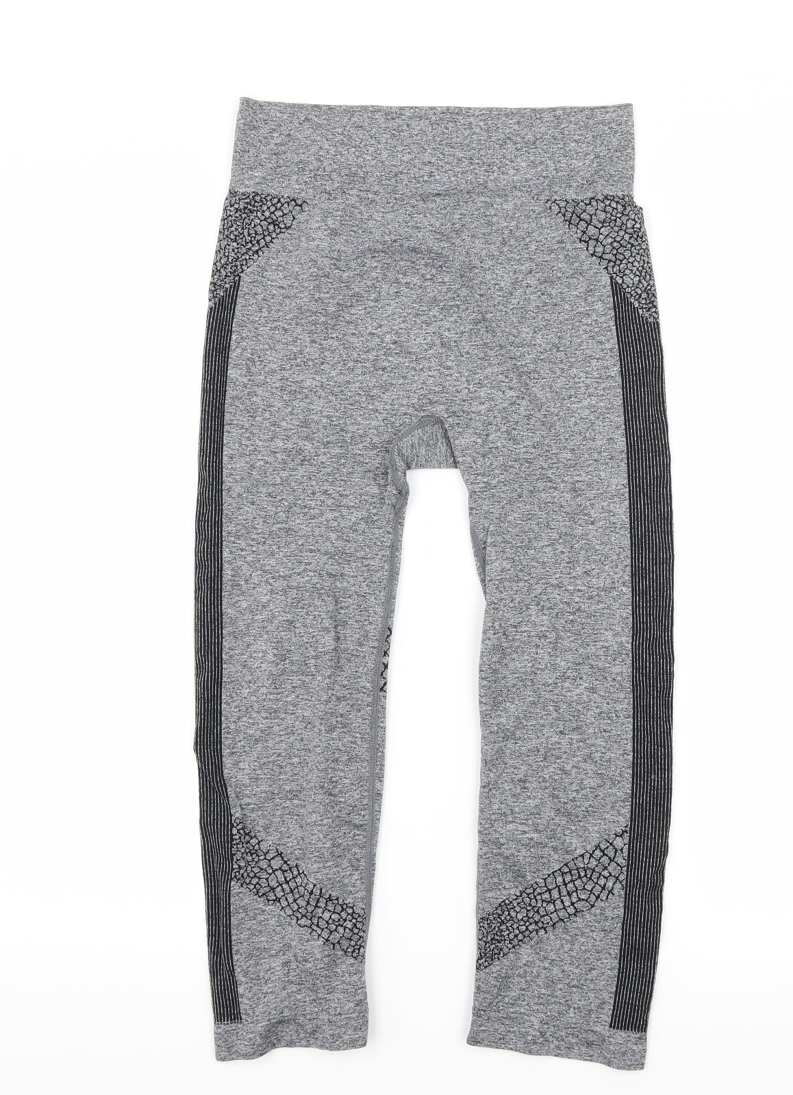 WORKOUT Womens Grey Striped  Pedal Pusher Leggings Size 10 L20 in