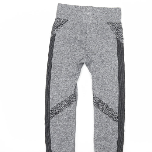 WORKOUT Womens Grey Striped  Pedal Pusher Leggings Size 10 L20 in