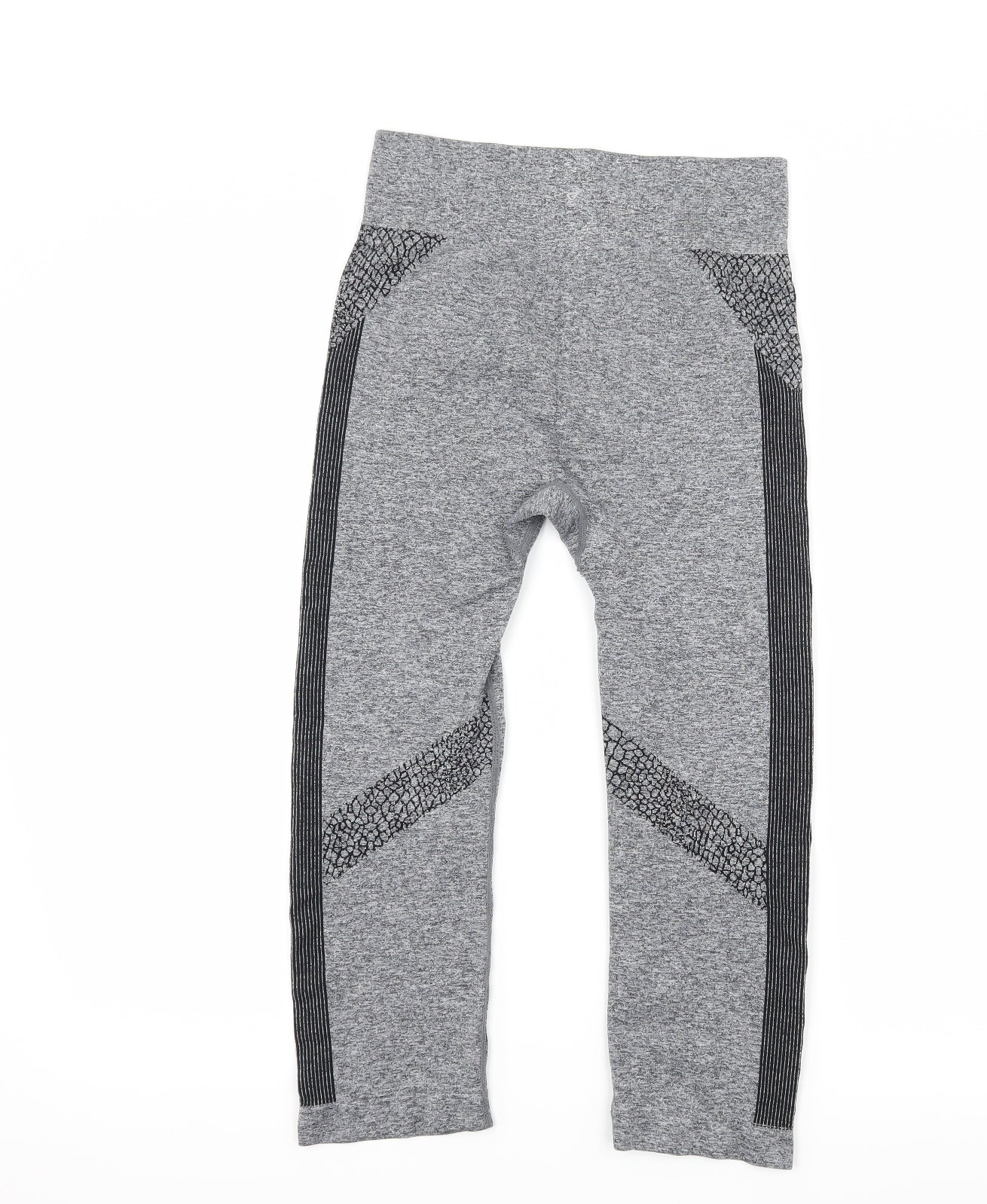 WORKOUT Womens Grey Striped  Pedal Pusher Leggings Size 10 L20 in