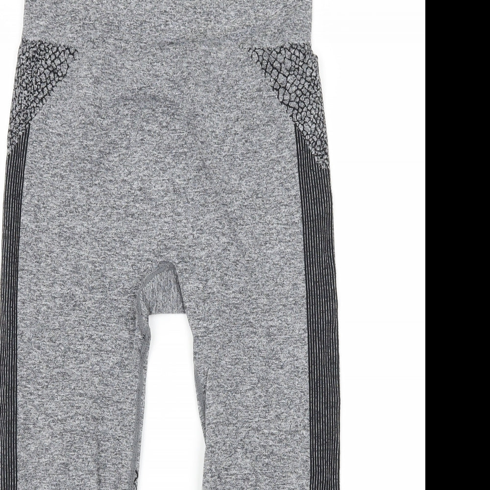 WORKOUT Womens Grey Striped  Pedal Pusher Leggings Size 10 L20 in