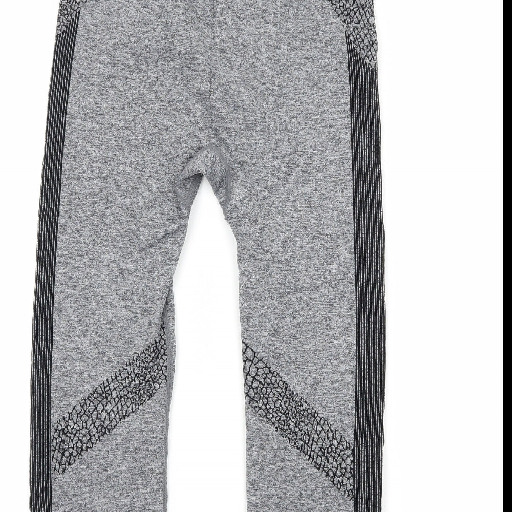WORKOUT Womens Grey Striped  Pedal Pusher Leggings Size 10 L20 in