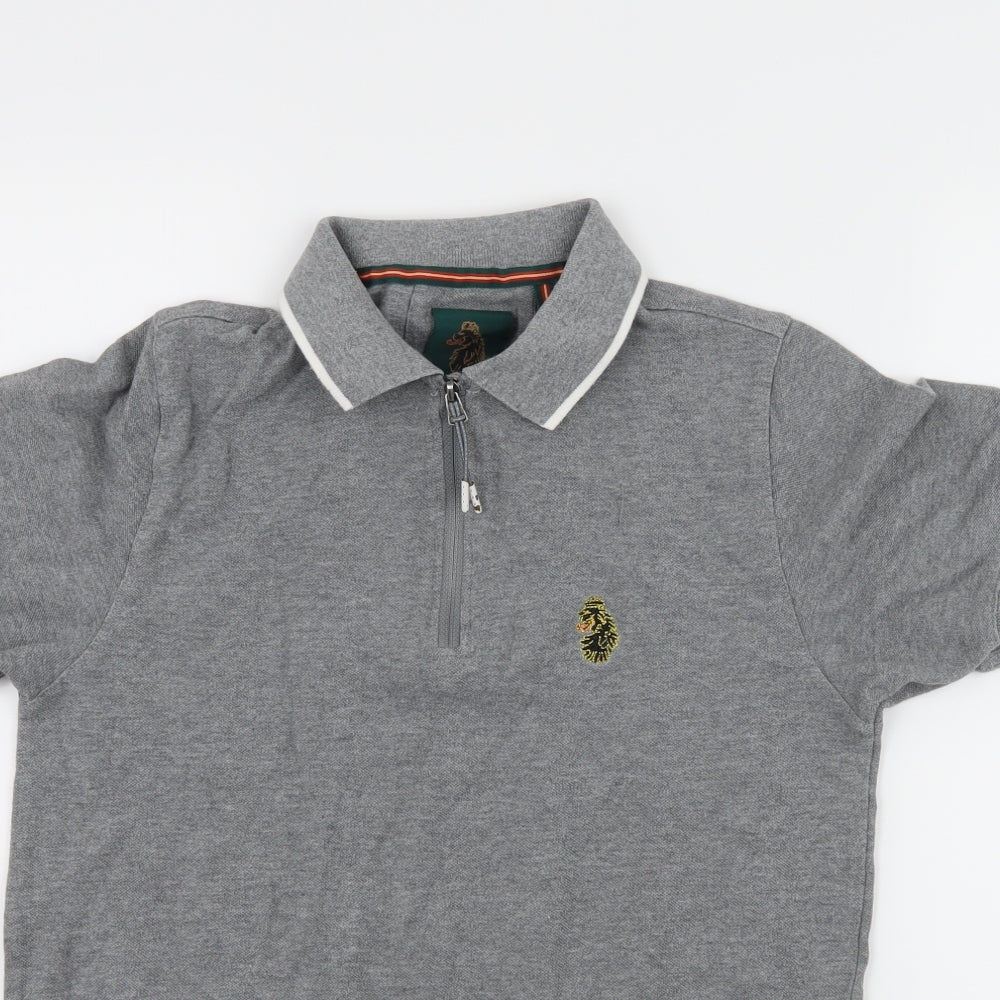 Luke Sport Mens Grey  Jersey  Polo Size S  - lion