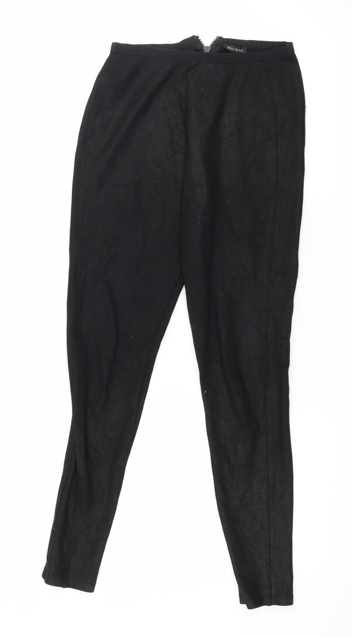 River Island Womens Black Jersey Pedal Pusher Leggings Size 8 L25 in