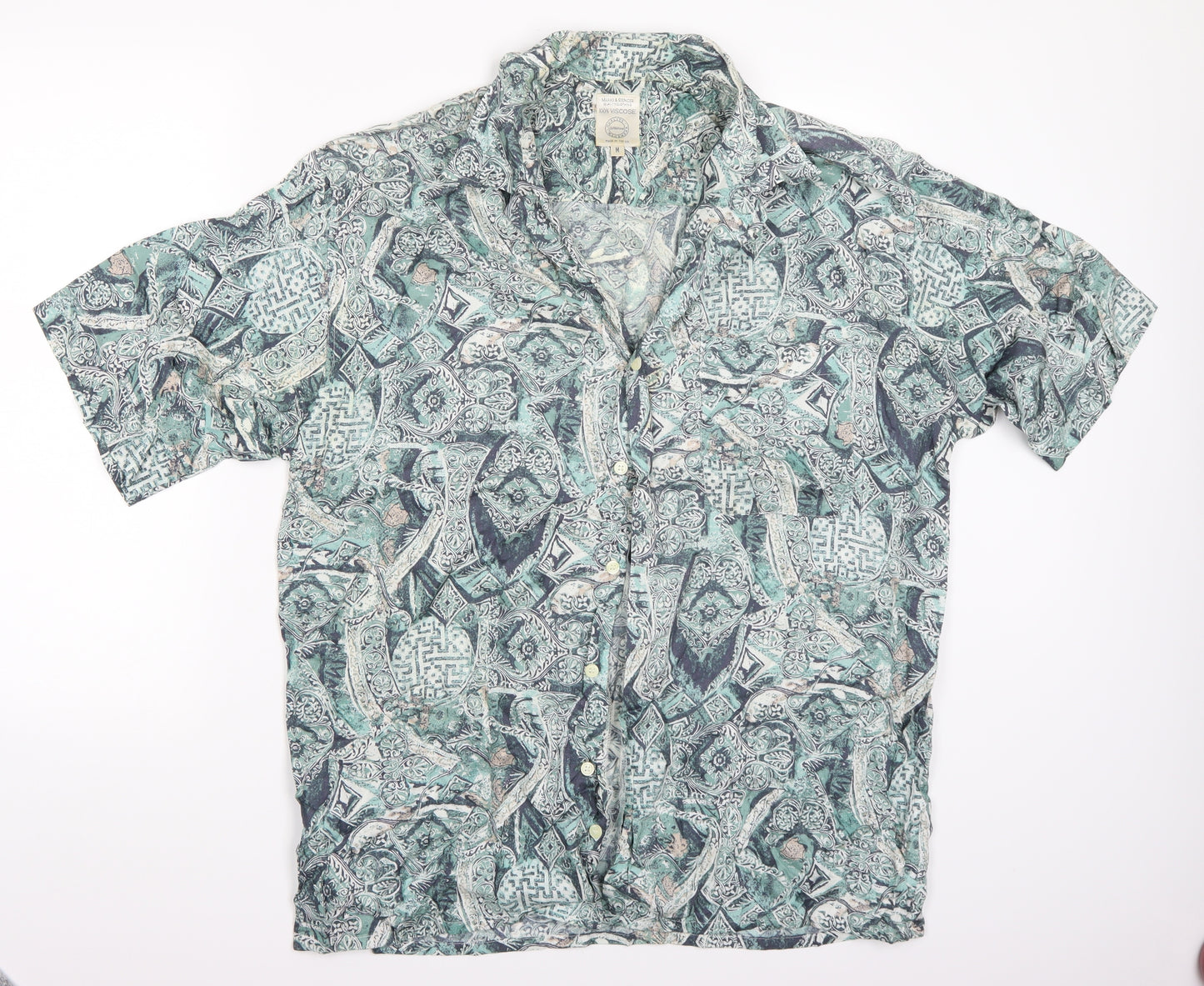 Marks and Spencer Mens Green    Button-Up Size M