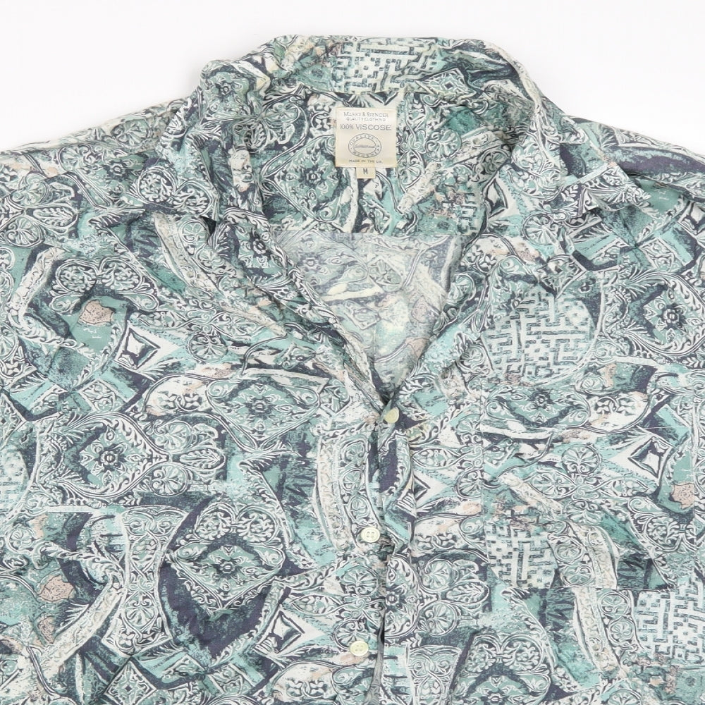 Marks and Spencer Mens Green    Button-Up Size M
