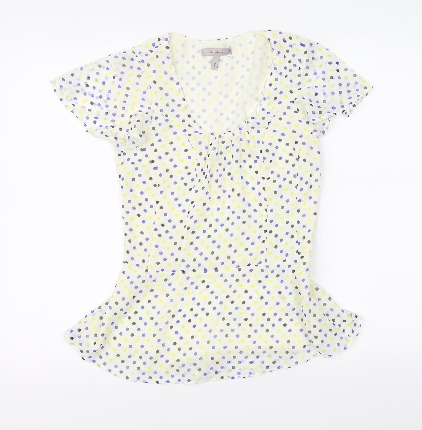 Pepperberry Womens Ivory Polka Dot  Basic Blouse Size 8