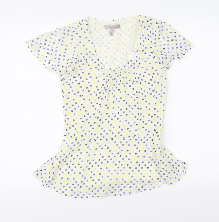 Pepperberry Womens Ivory Polka Dot  Basic Blouse Size 8