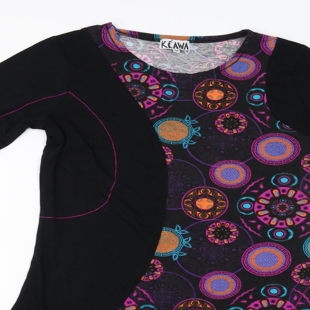 Keawa  Womens Black Floral  A-Line  Size M