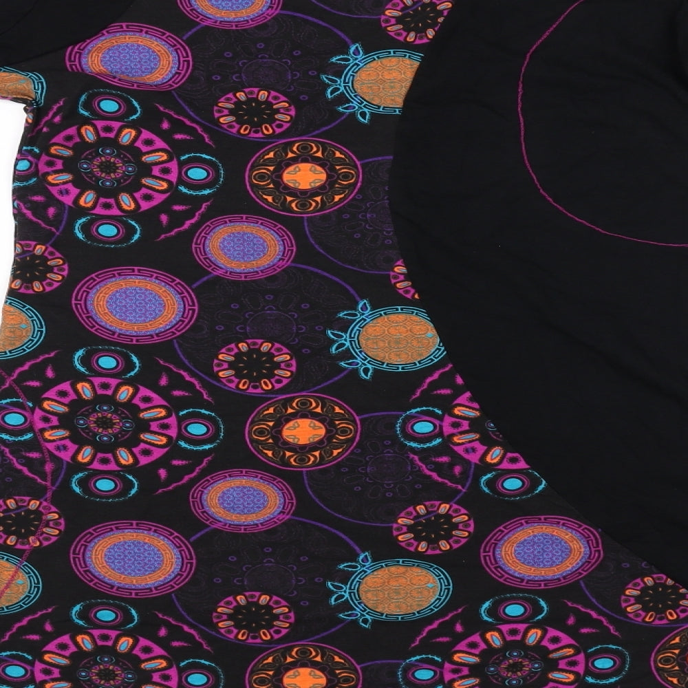 Keawa  Womens Black Floral  A-Line  Size M