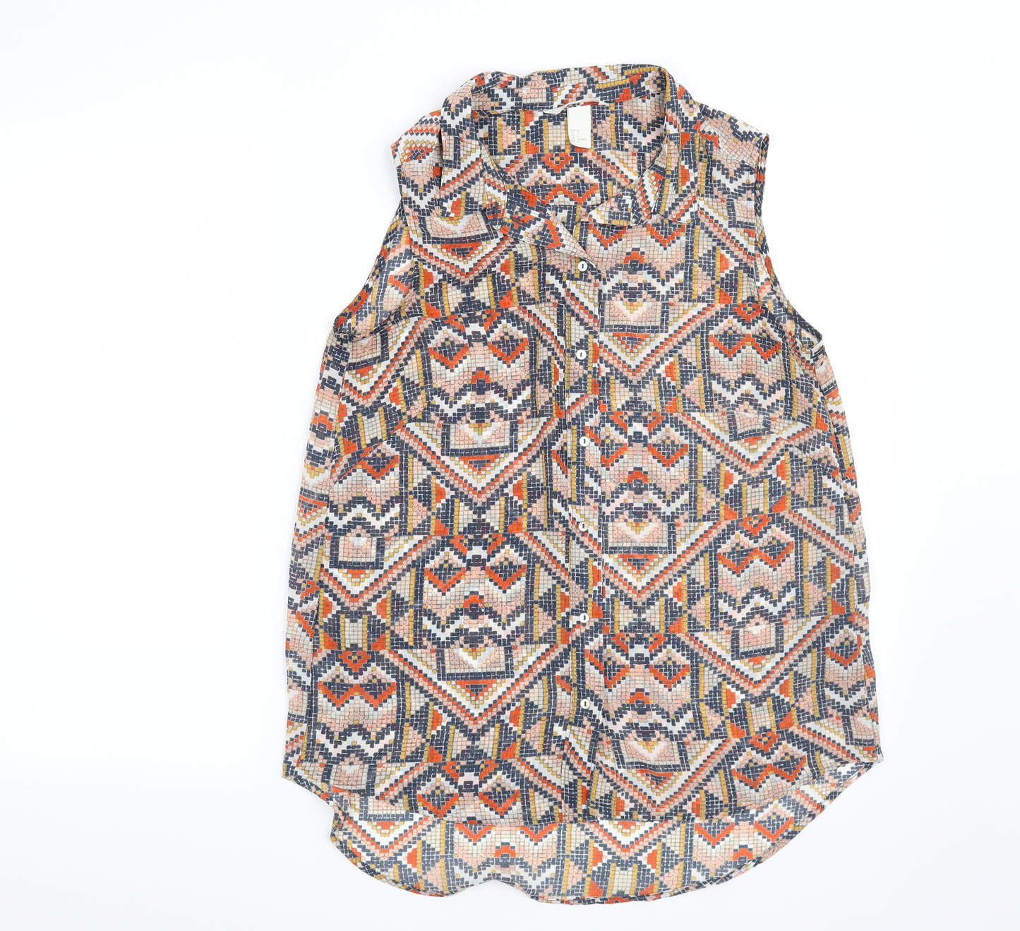 H&M Womens Pink Geometric  Basic Blouse Size 8