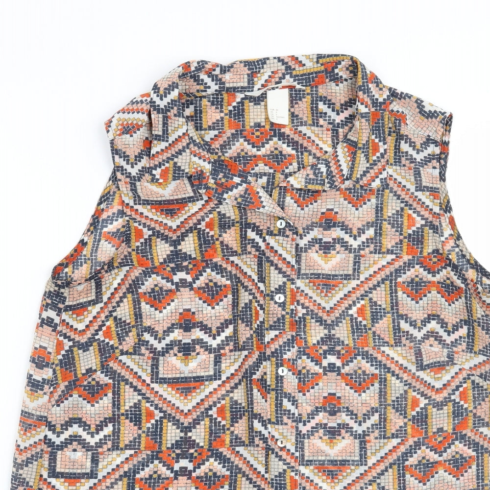 H&M Womens Pink Geometric  Basic Blouse Size 8